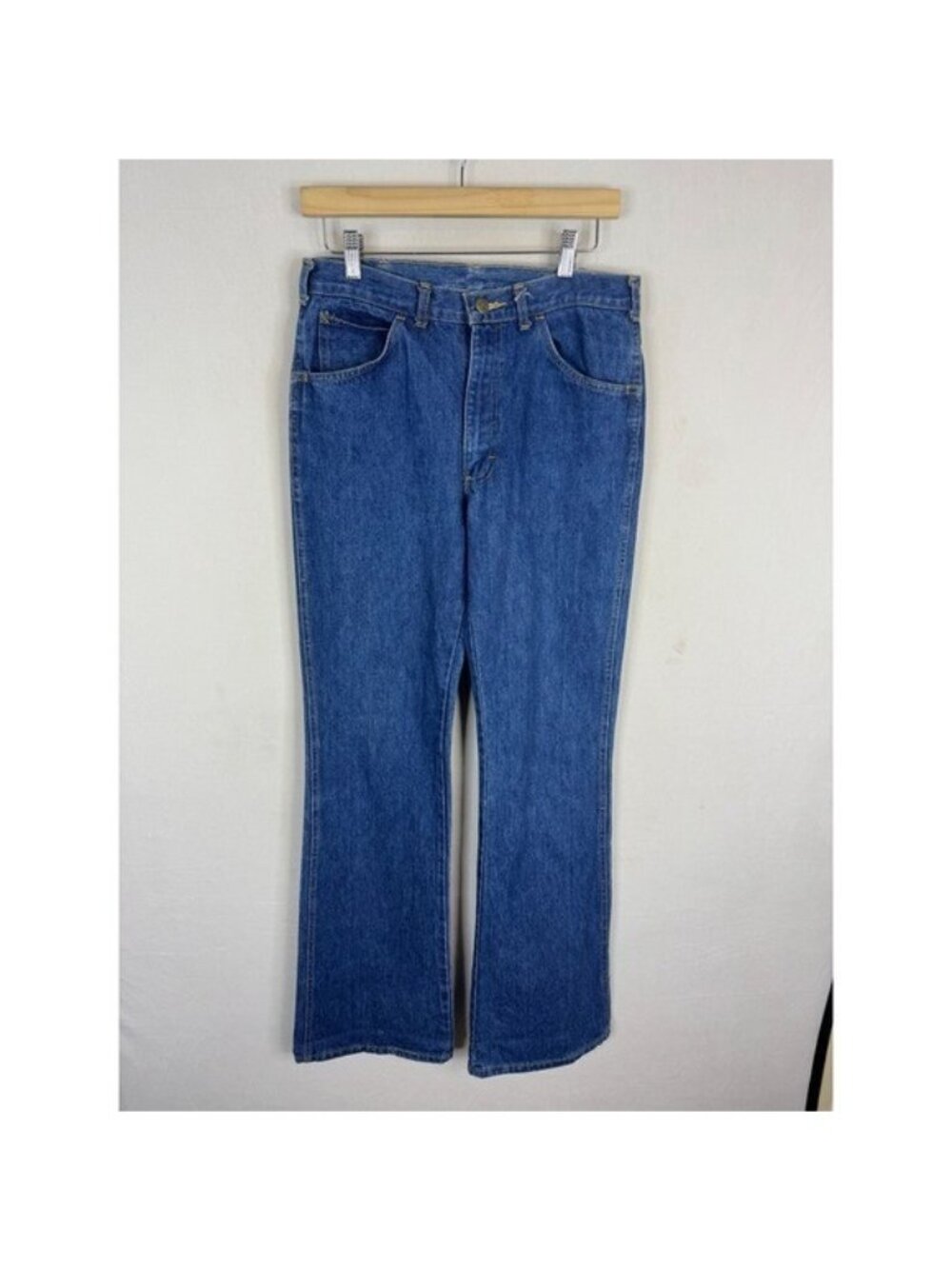 Vintage 70s Lee Mens Bootcut Jeans Blue Denim Canada 32x36 Talon